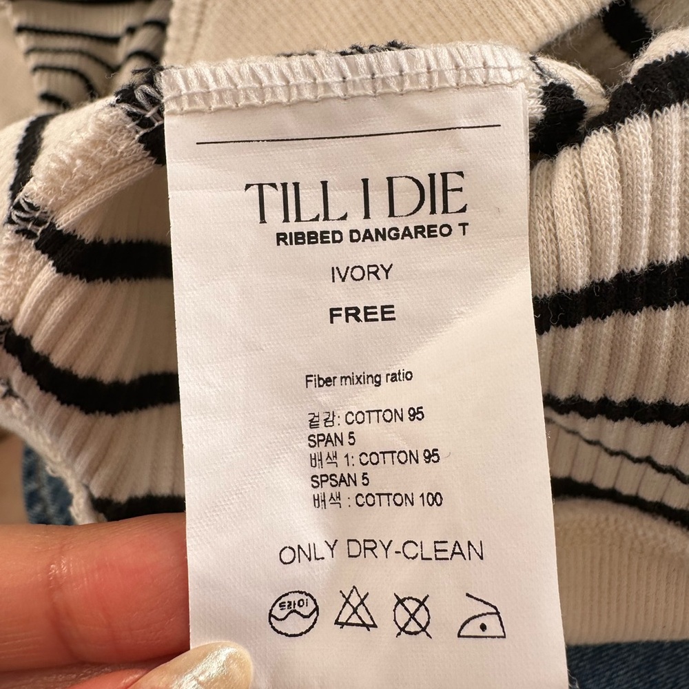 Tillidie Till I Die Striped Long Sleeve Henley Top White/Black Wconcept - Picture 7 of 7